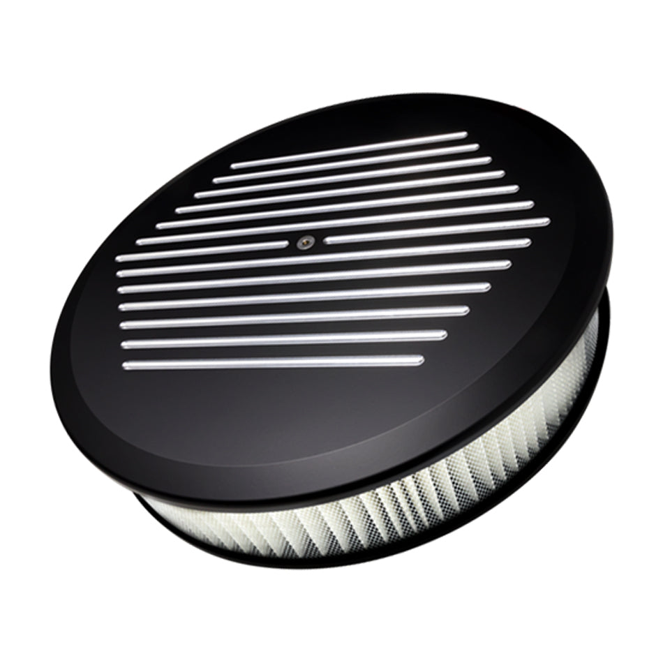Billet Specialties Air Cleaner Assembly 14-Inch Round Ball Milled Aluminum Black