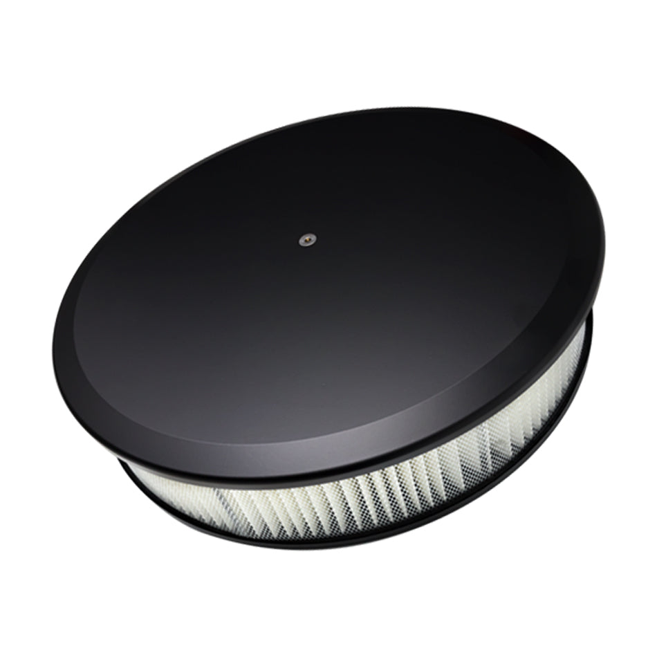 Billet Specialties Air Cleaner Assembly 14 Inch Round Black Aluminum with Drop Base and 3 Inch Element