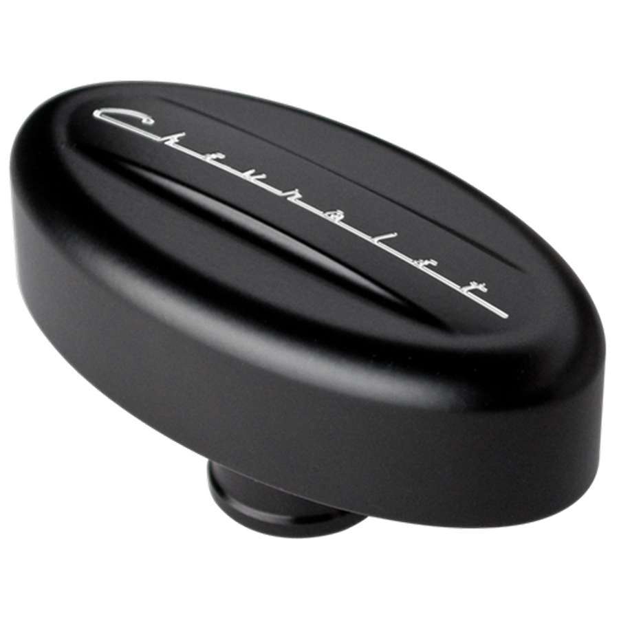 BILLET SPECIALTIES BLK20923 Chevrolet Logo Aluminum Black Anodized Breather Valve Cover