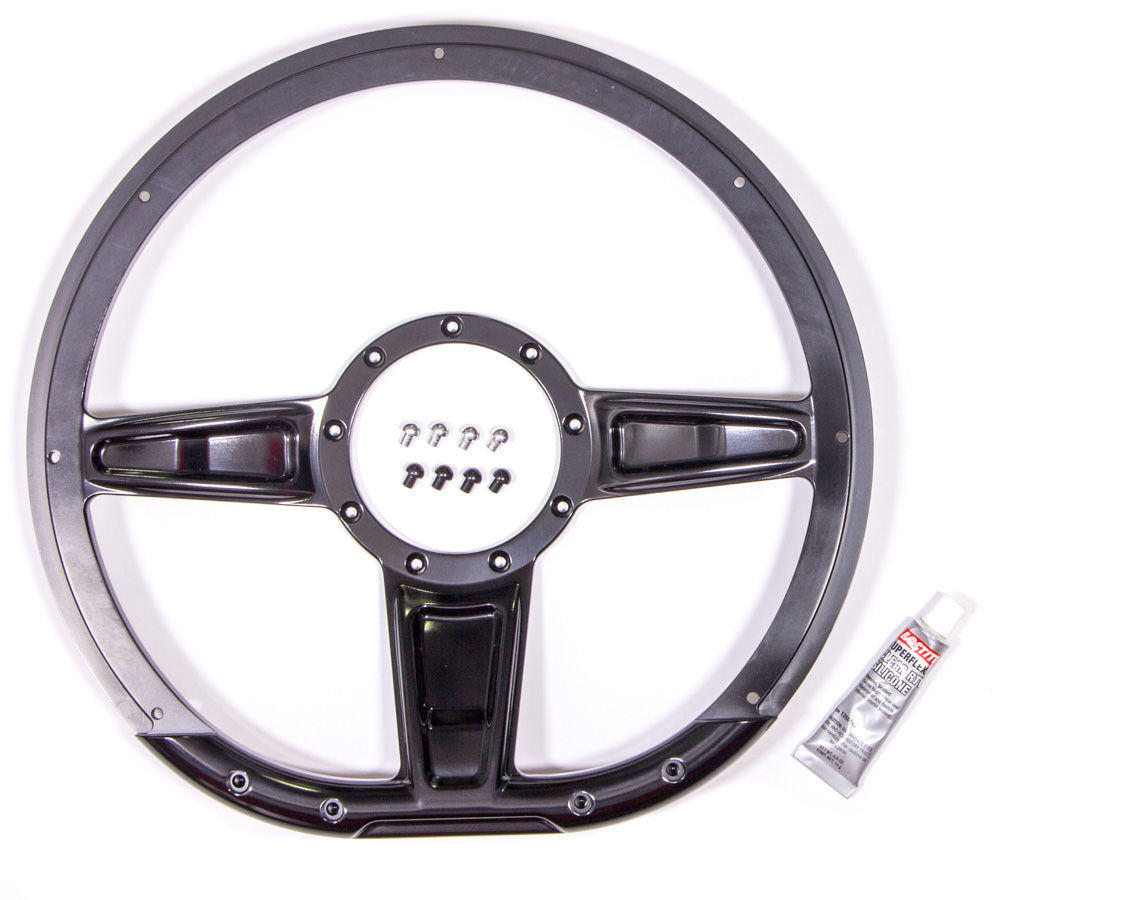 Billet Specialties Steering Wheel Camber D-Shaped 14 Inch Black Aluminum