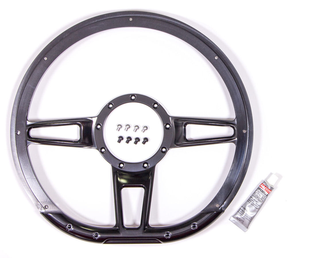Billet Specialties BLK29409 Formula D-Shaped 14-Inch Aluminum Steering Wheel with Black Anodized Finish
