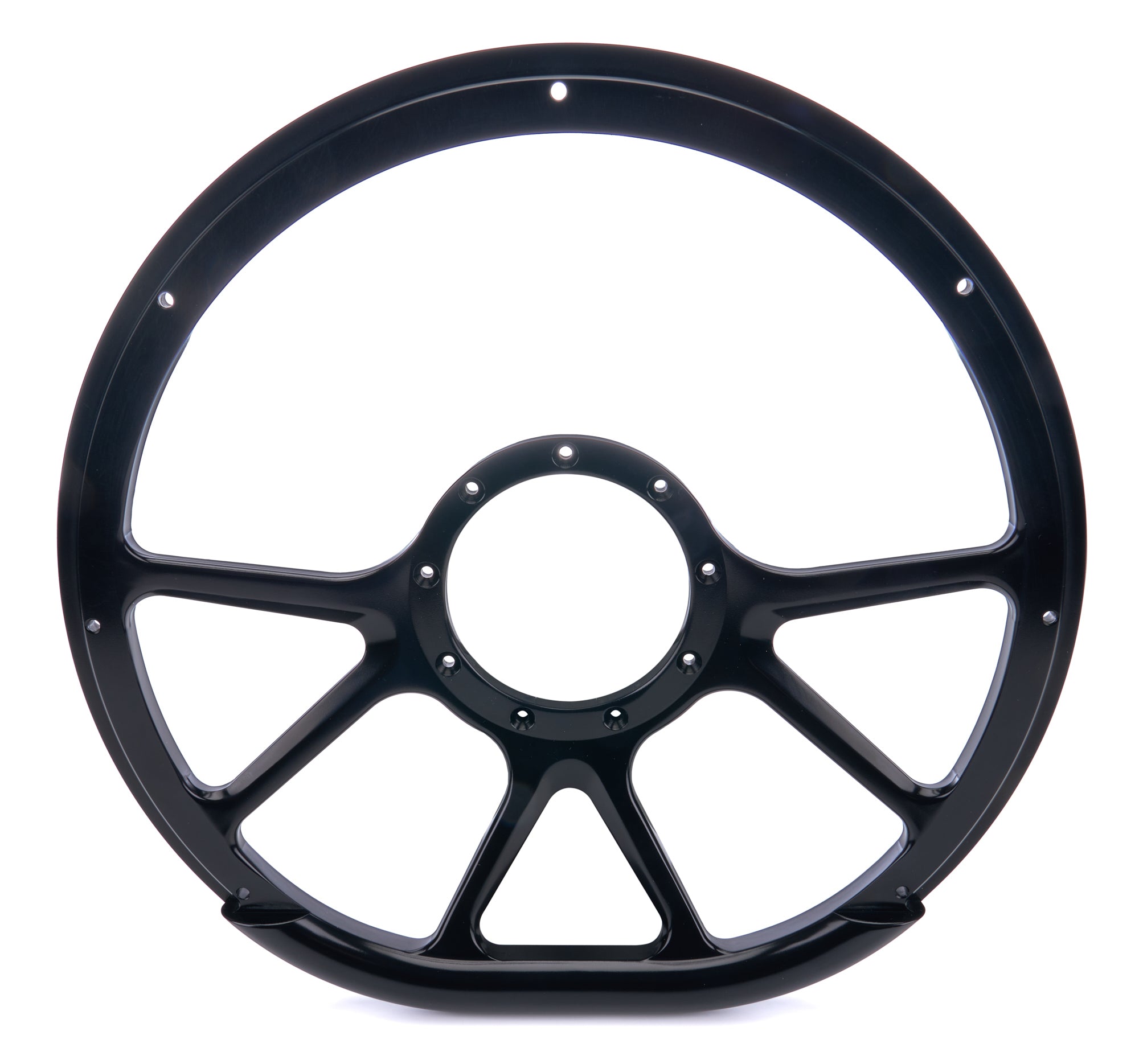 Billet Specialties BLK29475 Prism 14-Inch D-Shaped Steering Wheel with Aluminum Finish