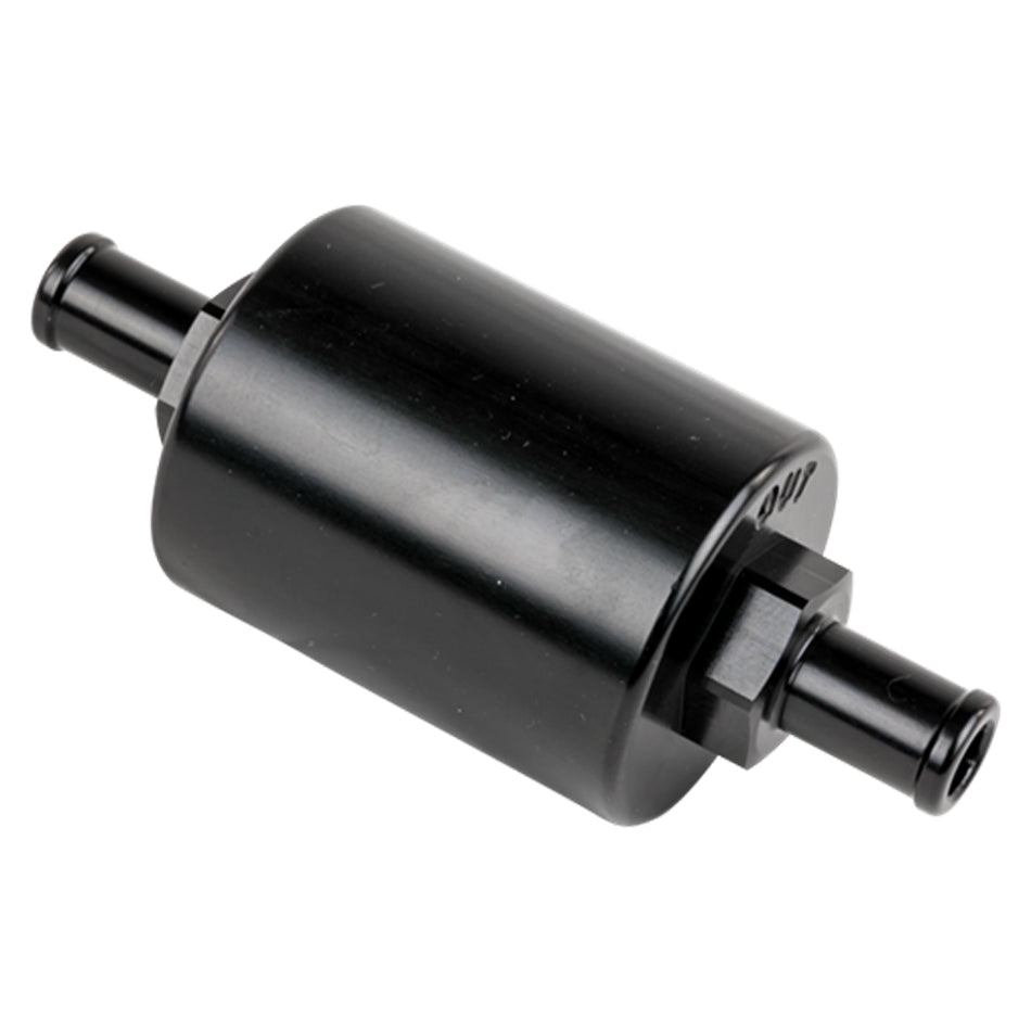 Billet Specialties BLK42130 In-Line Fuel Filter 3/8 Inch Barb Stainless Steel with Black Anodized Finish