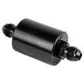 Billet Specialties In-Line Fuel Filter with 6AN Male Ends, 40 Micron Stainless Element, Black Anodized Aluminum