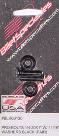 Billet Specialties BLK66130 Stainless Steel Fender Bolts 1/4-20 x 1 Inch with Black Anodized Finish and 11/16 Inch Washers, Pair