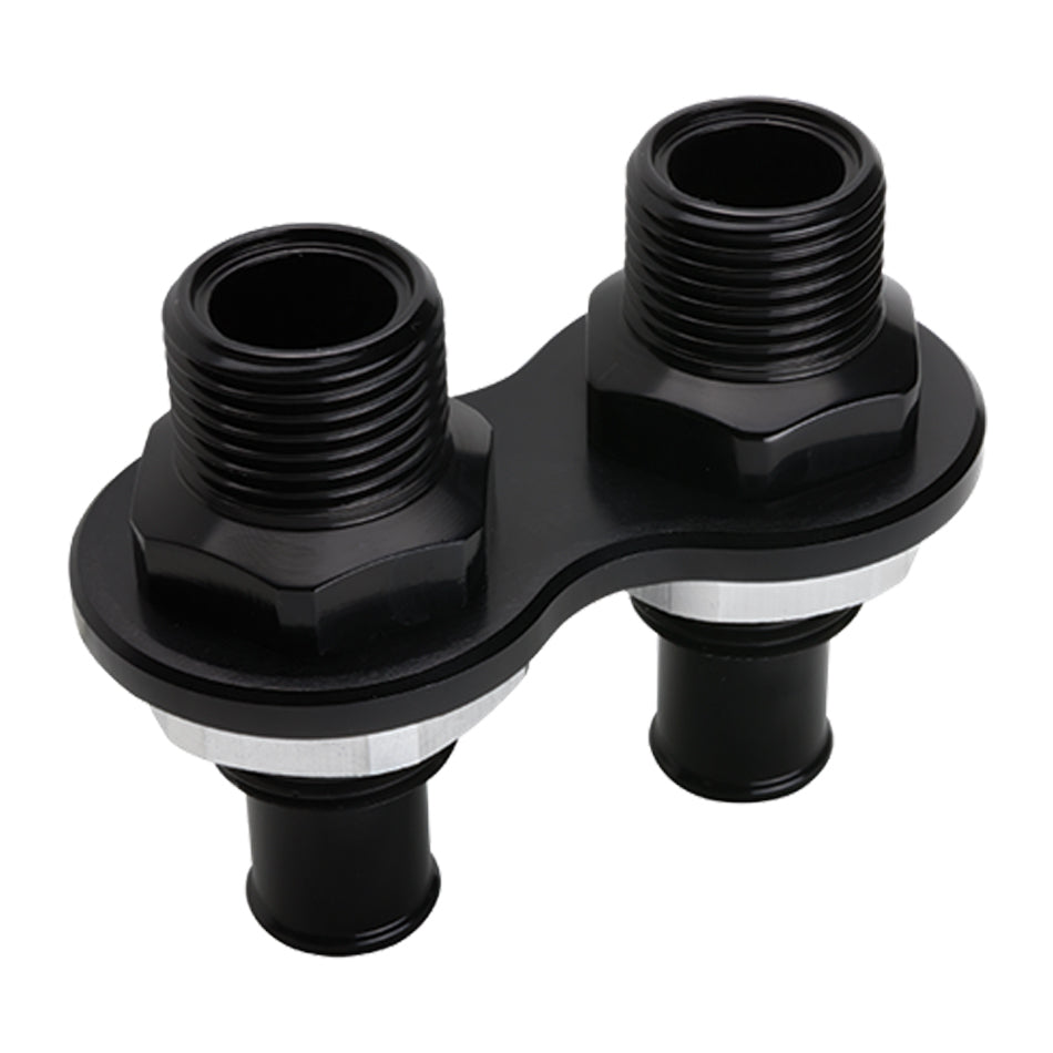 Billet Specialties Heat Bulkhead Push On 2-Port Black Aluminum with 10 AN Male Fittings and 5/8 Inch Hose Barb