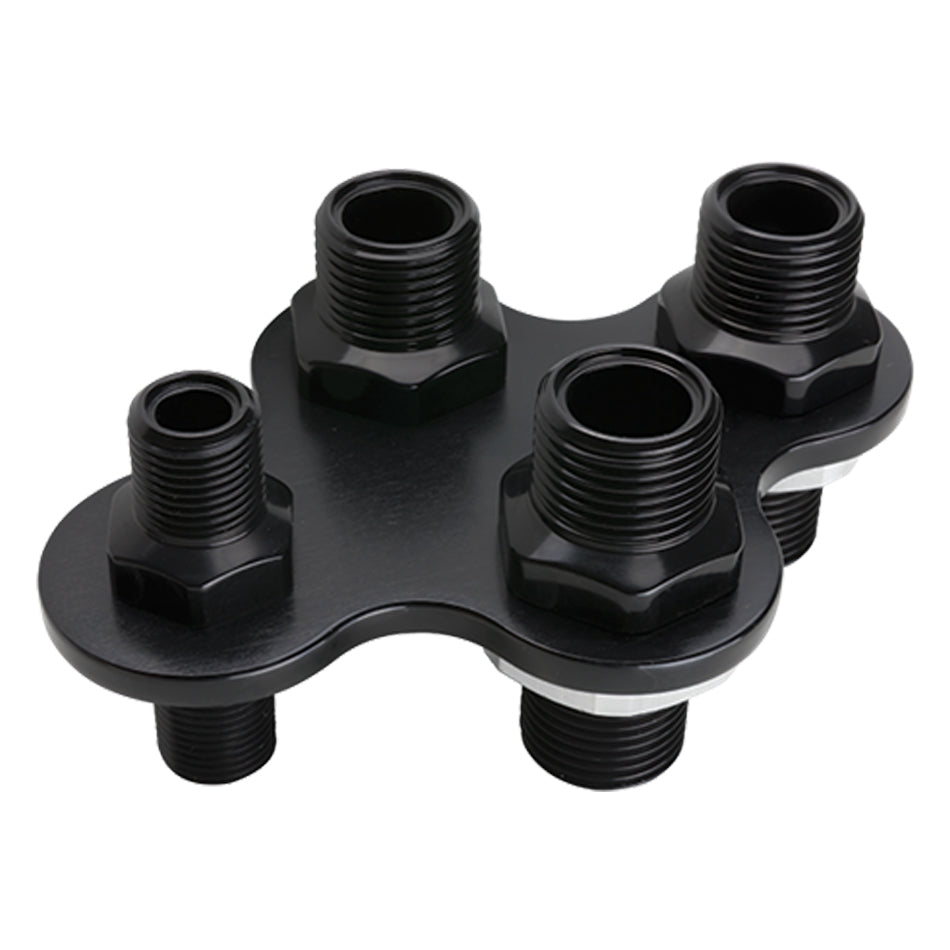 Billet Specialties BILK66920 A/C and Heater Bulkhead Plate with Four Ports, Black Anodized Aluminum