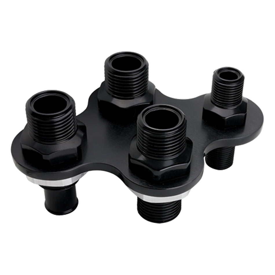 Billet Specialties A/C & Heat Bulkhead Push On 4-Port Black Aluminum