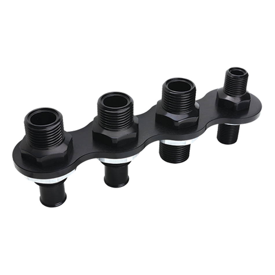 Billet Specialties A/C & Heat Bulkhead Inline Push On 4-Port Black Aluminum