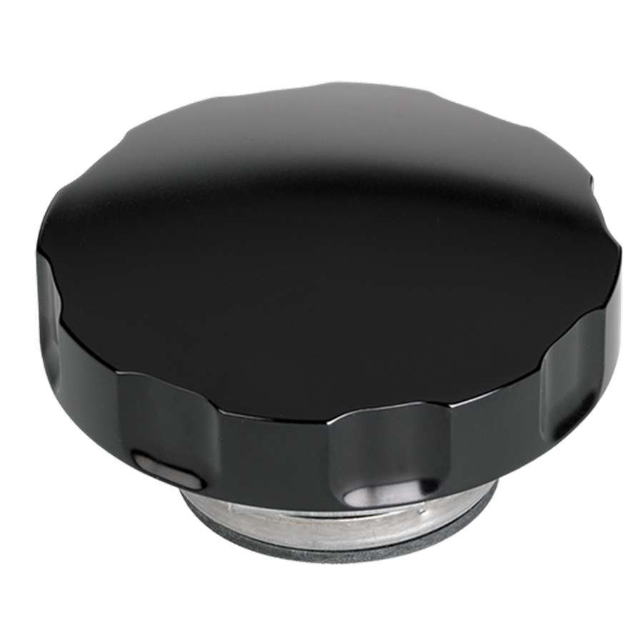 Billet Specialties BLK75125 Radiator Cap, 16 lb Pressure, Aluminum, Black Anodized Finish, Round Notch Grip Design