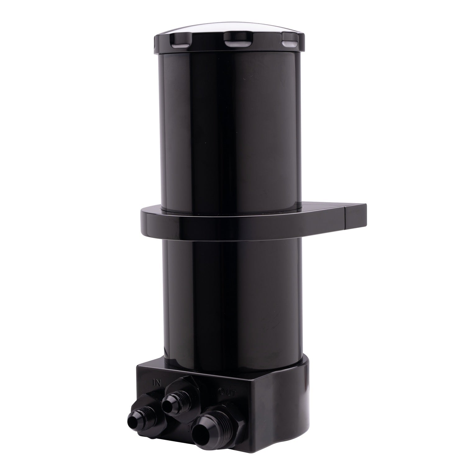 Billet Specialties Hydroboost Power Steering Reservoir with Bracket, Black Anodized Aluminum, Dual 6 AN Male Inlets and 10 AN Male Outlet