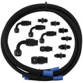 Billet Specialties Power Steering Hose Kit with Remote Reservoir, 6 AN / 10 AN Fittings, Braided Stainless Steel, Black Finish