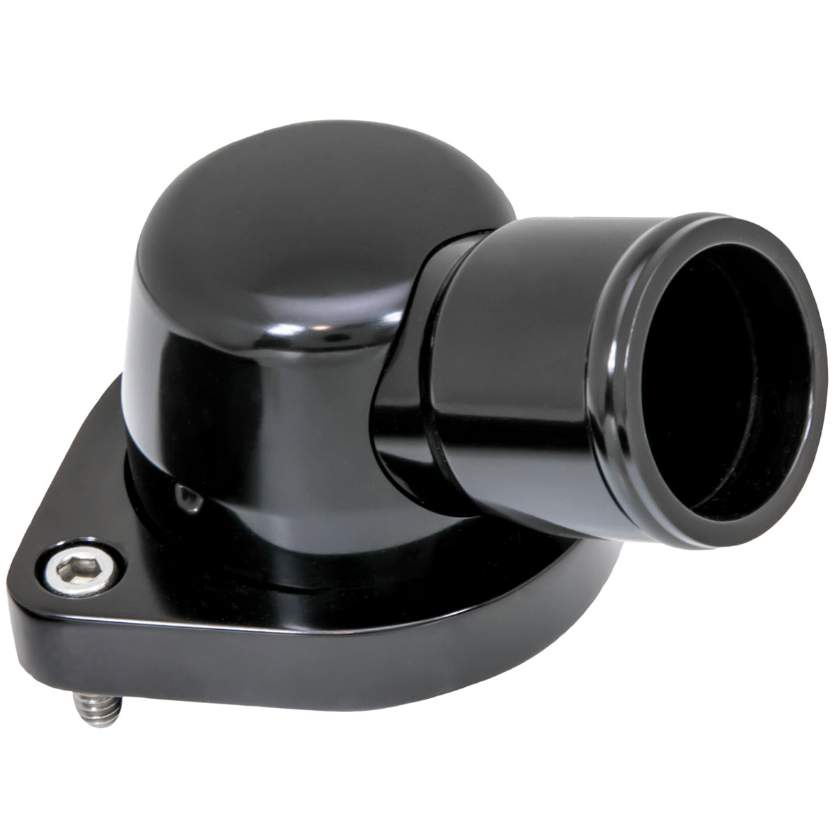 BILLET SPECIALTIES Water Neck 15 Degree LS Series Black Anodized Aluminum with Stainless Hardware