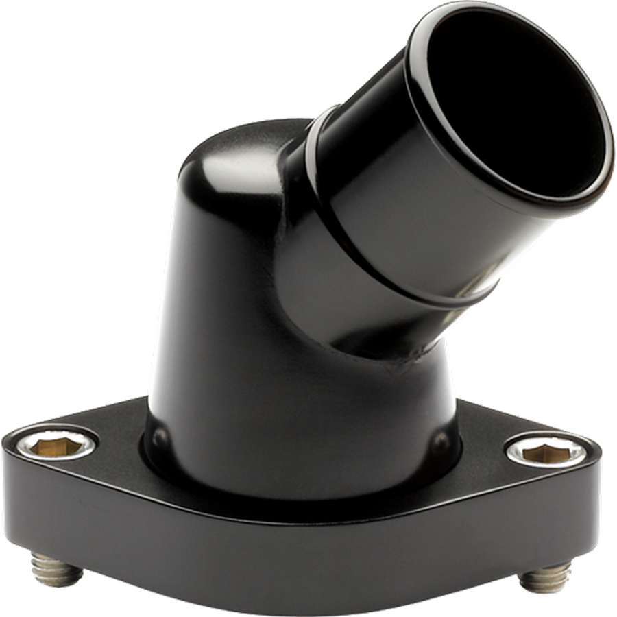 Billet Specialties Black Chevy 45 Degree Water Neck with 1-1/2 Inch Hose Diameter and Stainless Hardware