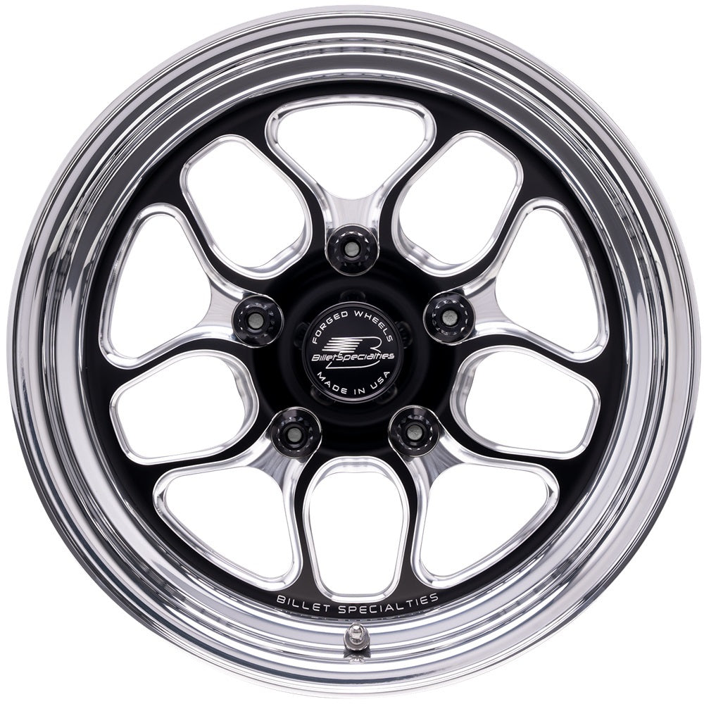 Billet Specialties BRS22540L6116 Win Lite Wheel 15 x 4 Inches Black Anodized Aluminum with Machined Center and Polished Lip