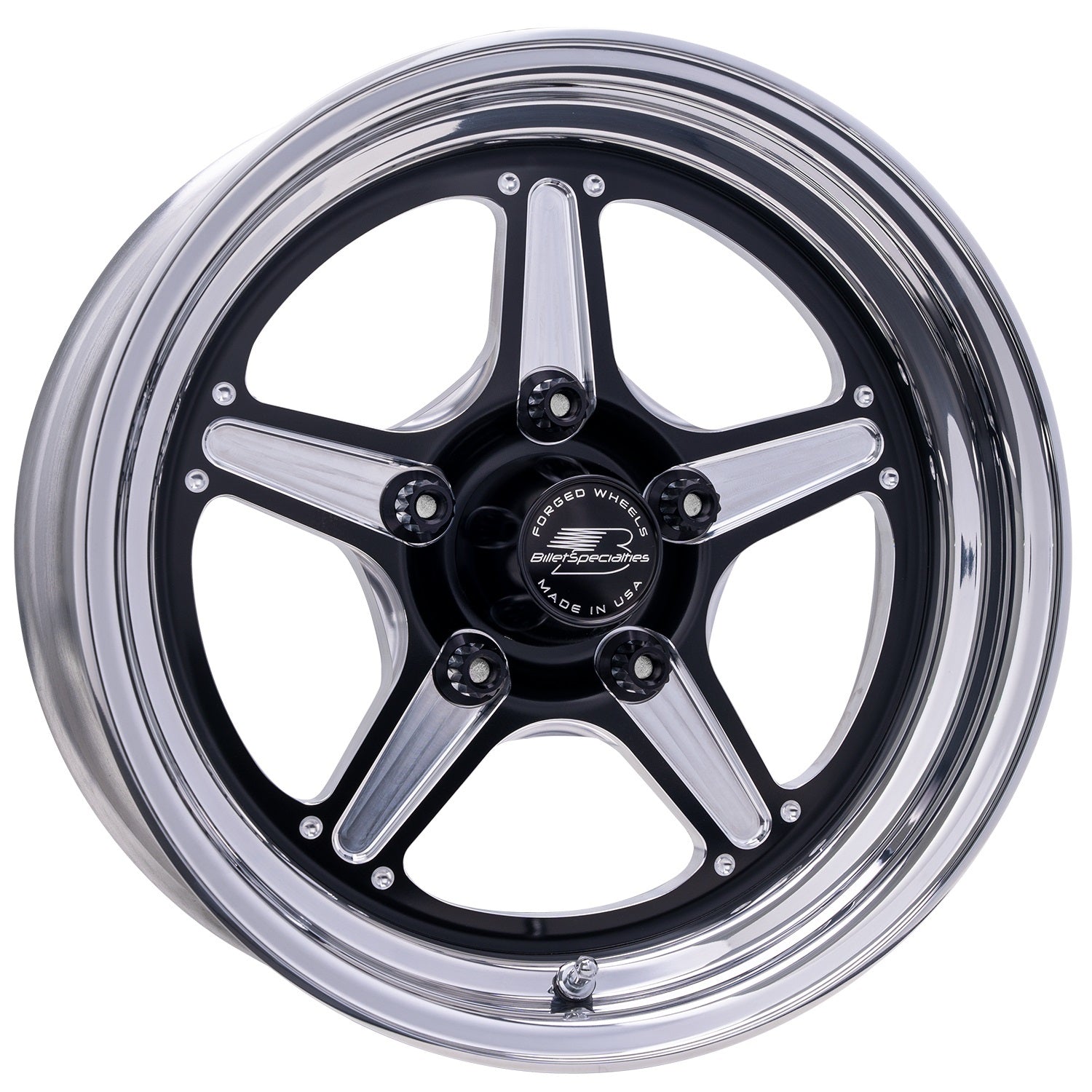 Billet Specialties BRS23540F6122 Street Lite Black Wheel 15x4 Inches with 2.25 Inch Backspace and 5x4.75 Bolt Pattern