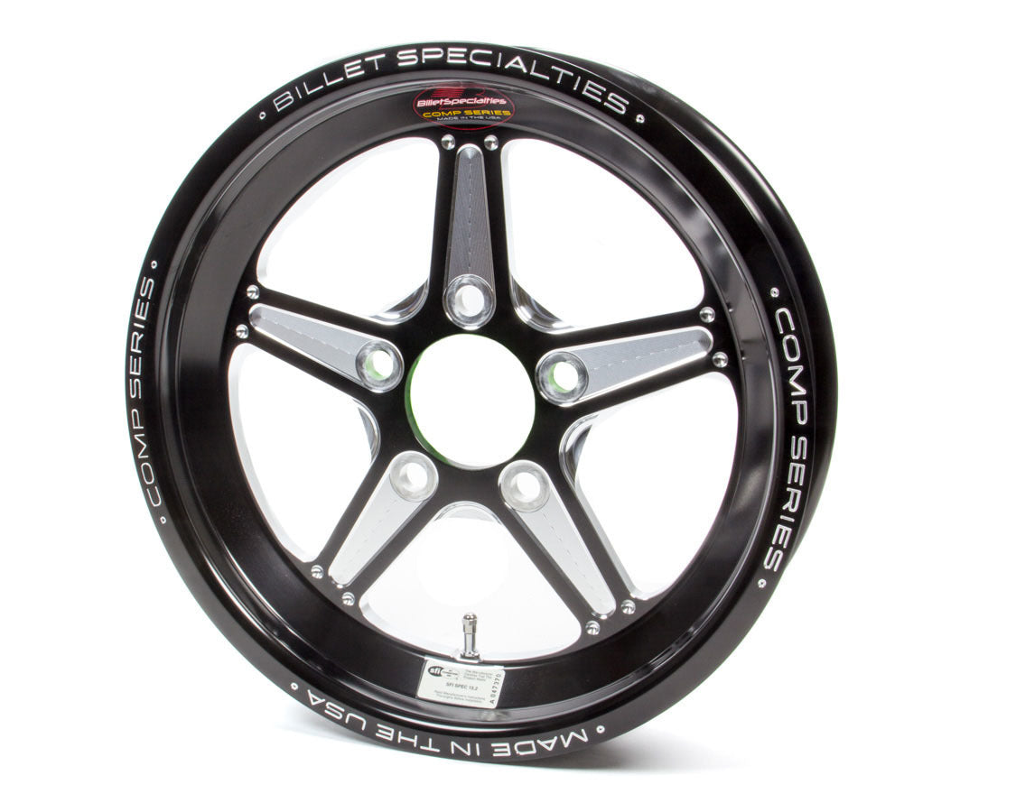 Billet Specialties Comp 5 Wheel 15x3.5 Inches, 5x4.75 Bolt Pattern, 1.75 Inches Backspace, Aluminum, Black Anodized Center with Polished Lip