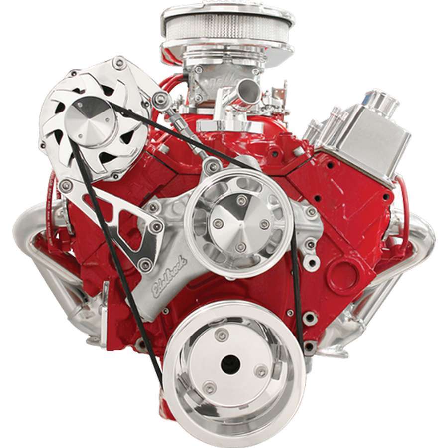 Billet Specialties FM2110PC SBC Long Water Pump 6-Rib Serpentine Pulley Kit, Aluminum, Polished Finish