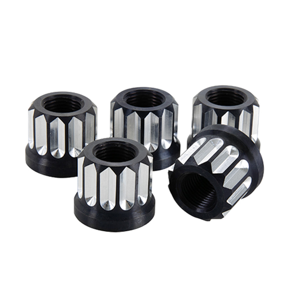 Billet Specialties LNRFN5818 Race Lug Nuts, 5/8-18 Inch Thread, 12 Point Aluminum, Black Anodized, Set of 5