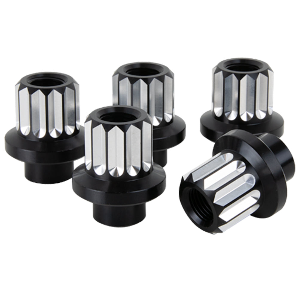 Billet Specialties Race Lug Nuts 5 Pack 1/2-20 x 1/2 Inch, 12 Point Aluminum Black Anodized