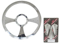 Billet Specialties P30092 Stiletto Profile Steering Wheel, 14 Inch Diameter, Aluminum, Polished Finish, 3-Spoke with Milled Finger Notches