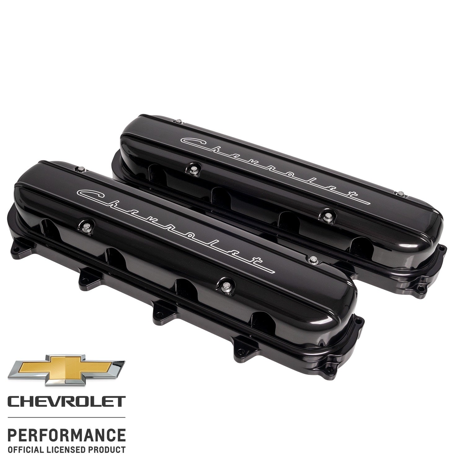 Billet Specialties P95585 Valve Covers for GM Gen V LT Series with Chevrolet Script Logo, Black Anodized Aluminum, Pair