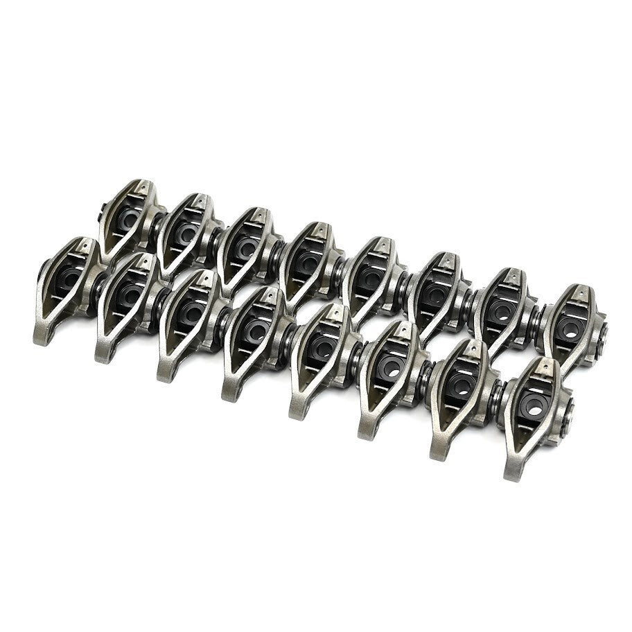 Brian Tooley Racing BTRLS1TK001 Rocker Arms with TK001 Trunnion for GM LS-Series Engines, Full Roller Pedestal Mount, 1.70 Ratio, Steel, Natural Finish