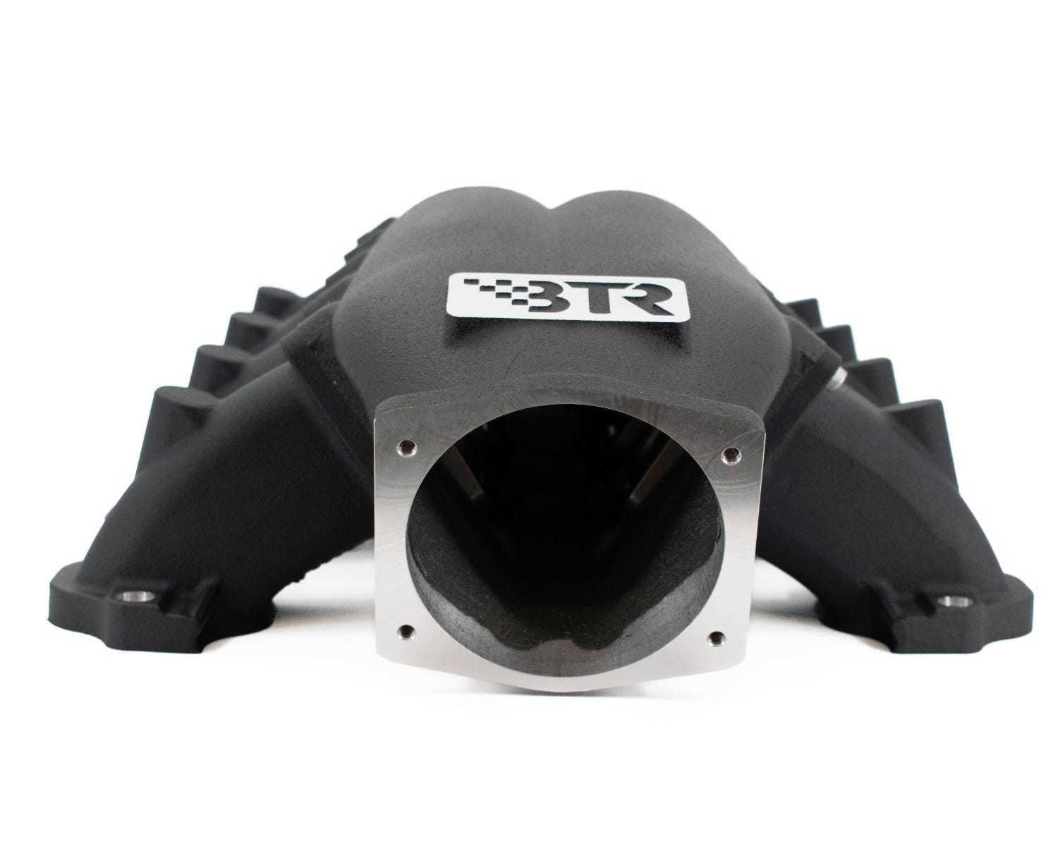 Brian Tooley Racing TRA-GZ-BLK Trinity Intake Manifold for Ford Godzilla with 105 mm Throttle Body Flange, Multi-Port, Square Ports, Aluminum, Black Powder Coat