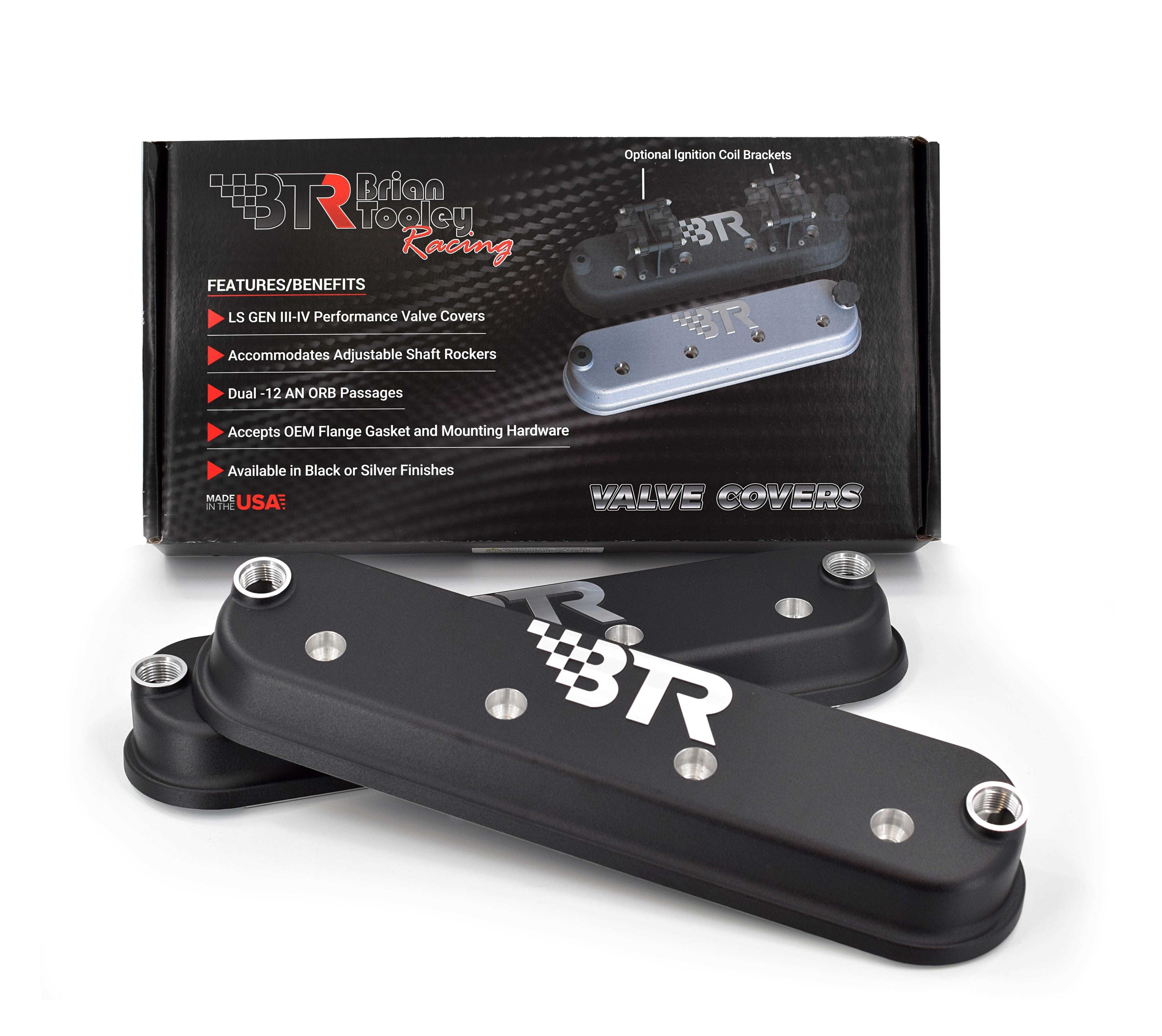 Brian Tooley Racing VCA-02-BLK Valve Cover Assembly Black Aluminum with Baffled Design