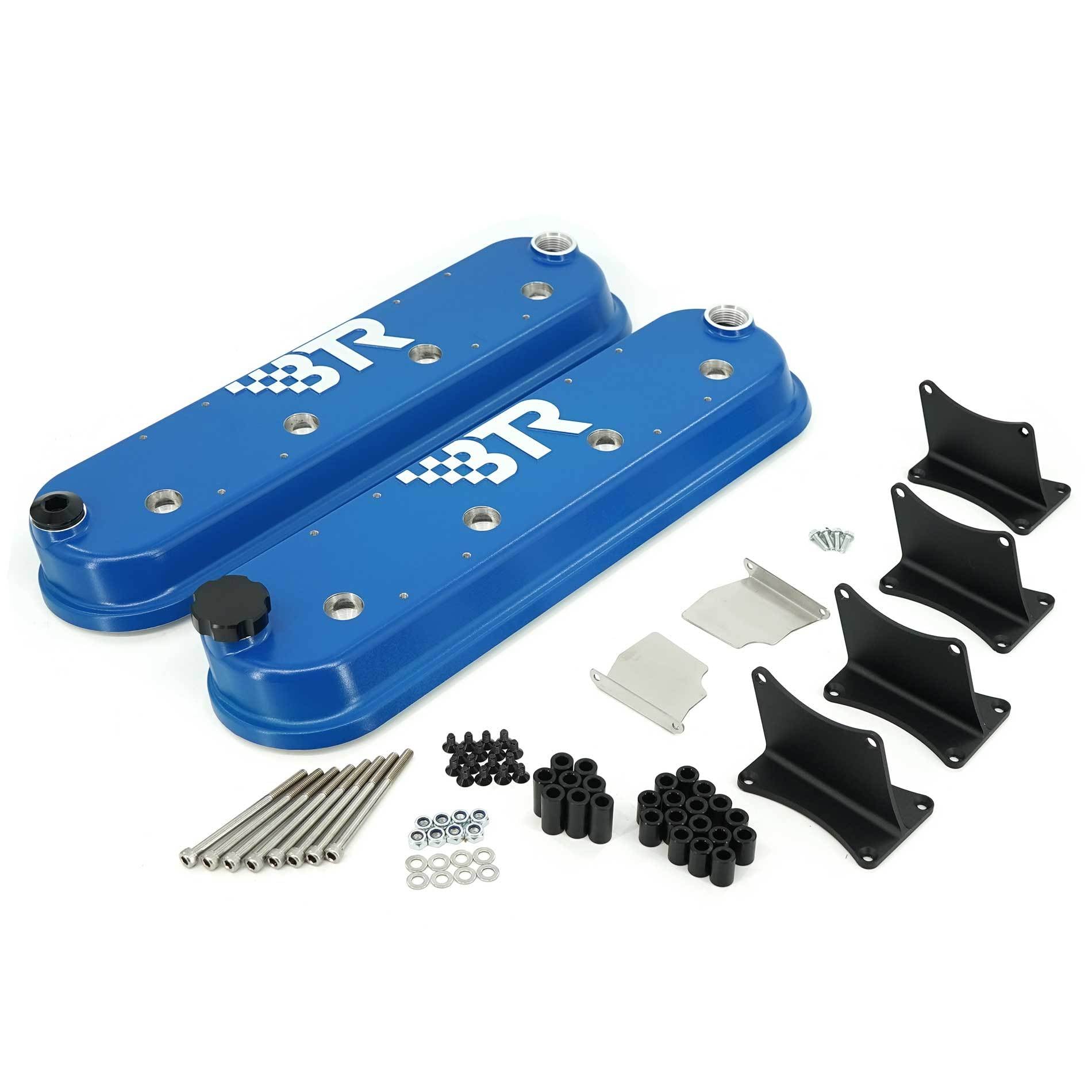 Brian Tooley Racing VCA-02-Blue-CM Blue Aluminum Valve Cover with Baffled Design and Coil Mounts