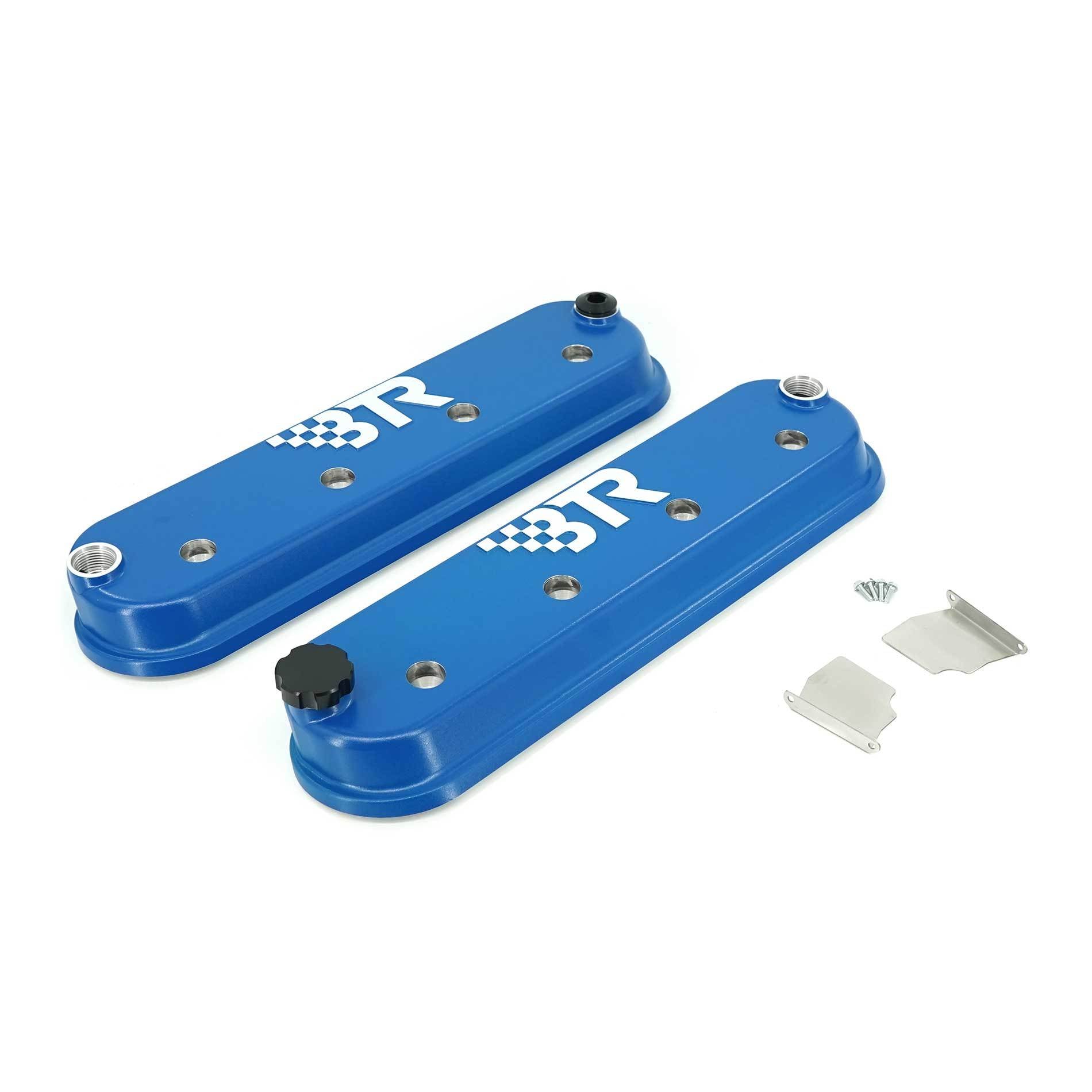 Brian Tooley Racing VCA-02-BLUE Blue Aluminum Valve Cover Set for LS Engines with Baffled Design