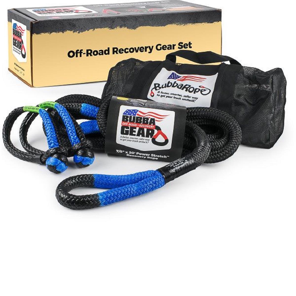 BUBBA ROPE 176860BLG Tow Rope, 7/8 Inch Diameter, 20 Feet Long, 28,600 Pound Breaking Strength with Gator Jaws, Nylon, Blue Eyes