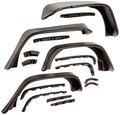 Bushwacker 10918-07 Flat Style Fender Flares for Jeep Wrangler JK, Front and Rear, 9.5 Inch Wide Front, 4.75 Inch Wide Rear, Black Plastic