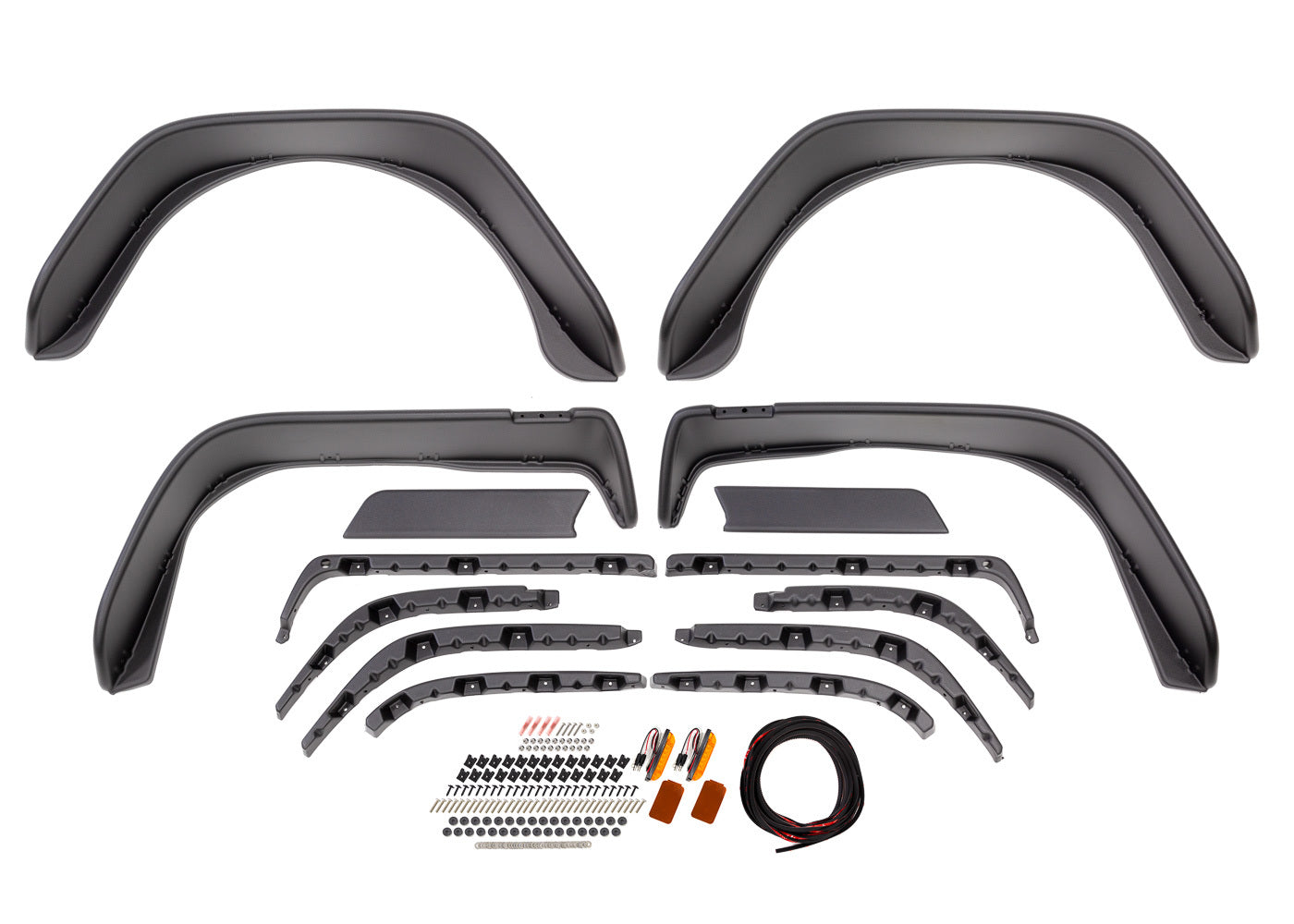 BUSHWACKER 10920-07 Flat Style Fender Flares for Jeep Wrangler TJ 1997-2006, Front and Rear, 6 Inches Wide, Black Plastic