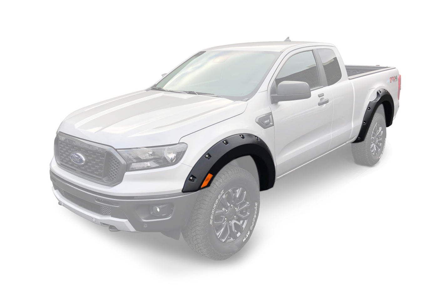 Bushwacker 20949-02 Pocket Style Fender Flares for Ford Ranger, Front and Rear, 2 Inch Wide, Black Plastic