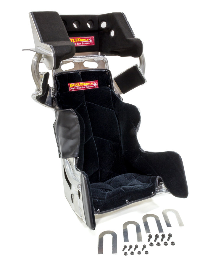 ButlerBuilt ADV-17308-03-4001 Sprint Advantage SlideJob Seat with Black Velour Cover and Aluminum Frame, 17-1/2 Inch Wide, 10 Degree Layback, HANS Cut-Out