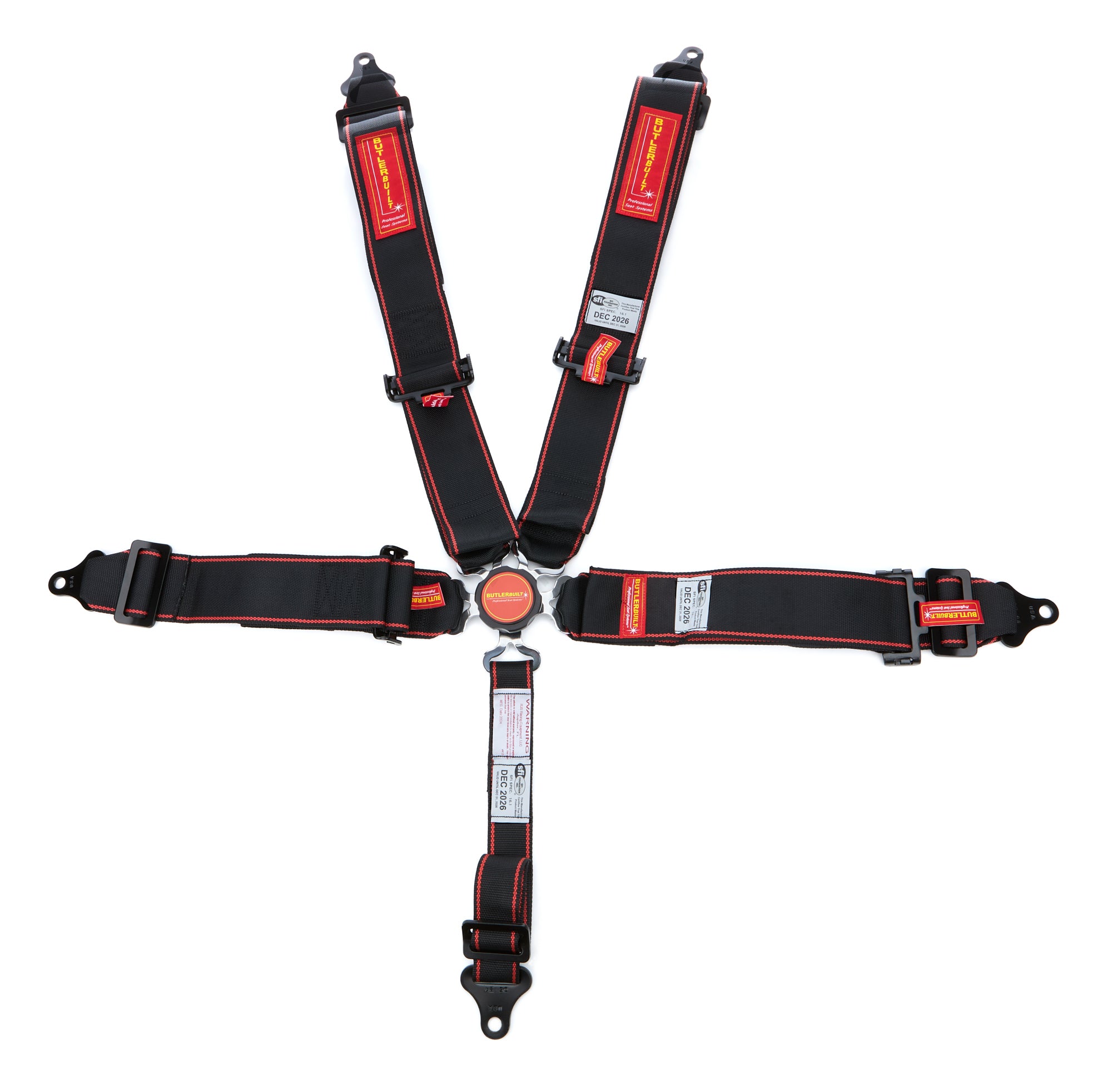 ButlerBuilt BB1154401 5-Point Camlock Harness with Pull-Up Adjustment, Bolt-In, Black
