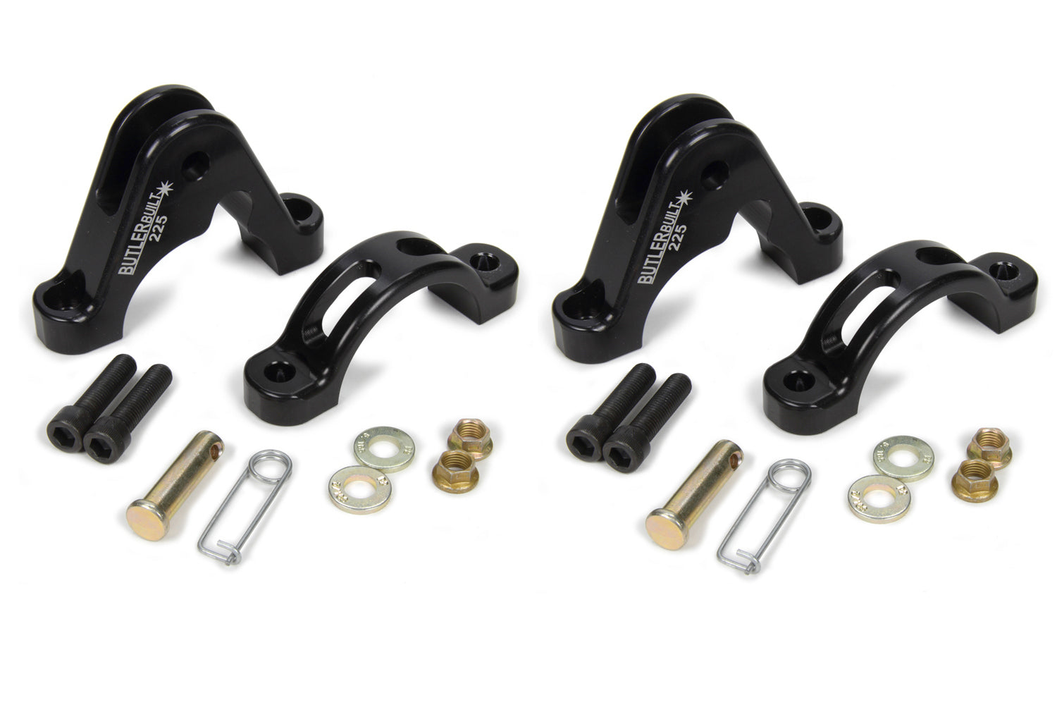 ButlerBuilt BBP-4921-1-CA-225-2 Aluminum Axle Clamp Pair, 2-1/4 Inch Diameter, Black Anodized Finish