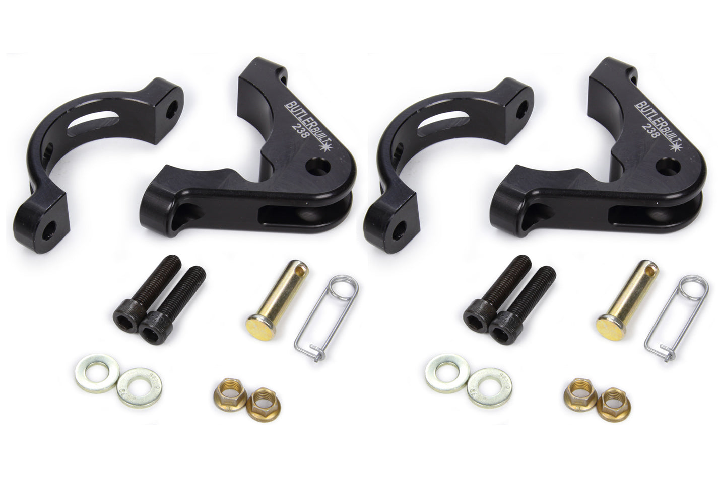 Butler Built BBP-4921-1-CA-238-2 Aluminum Axle Clamp Pair, 2-3/8 Inch Diameter, Black Anodized Finish