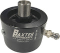 BAXTER PERFORMANCE SS-102-BK Oil Filter Adapter for Subaru FA/FB-Series, 20 mm x 1.5 Center Thread with Schrader Valve, Black Anodized Aluminum