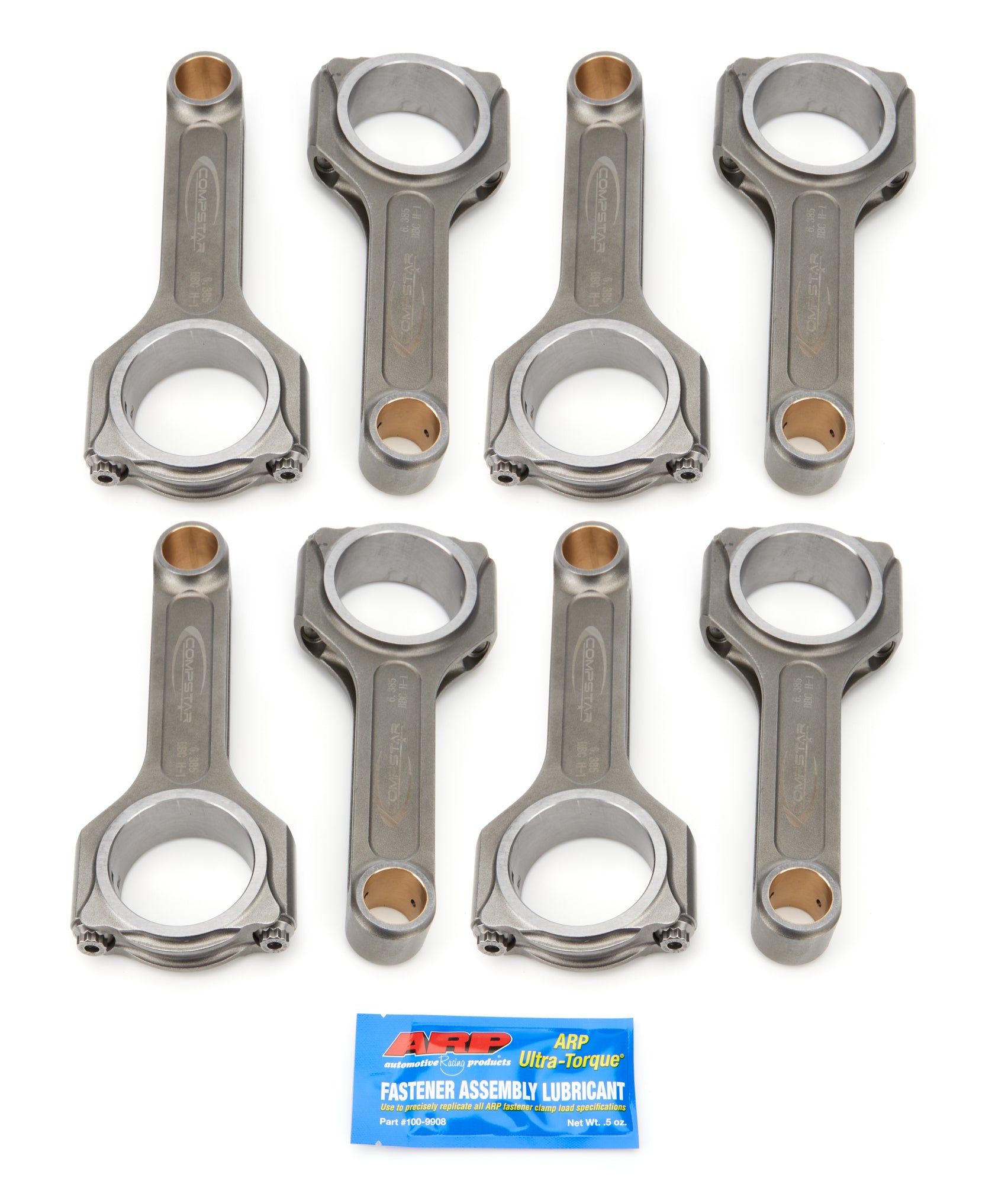 Callies CSB6385ES3BDAX Compstar Xtreme H Beam Connecting Rod Set for Big Block Chevy, 6.385 Inch Length, Bushed, 7/16 Inch Cap Screws, ARPL19 Bolt, Forged Steel