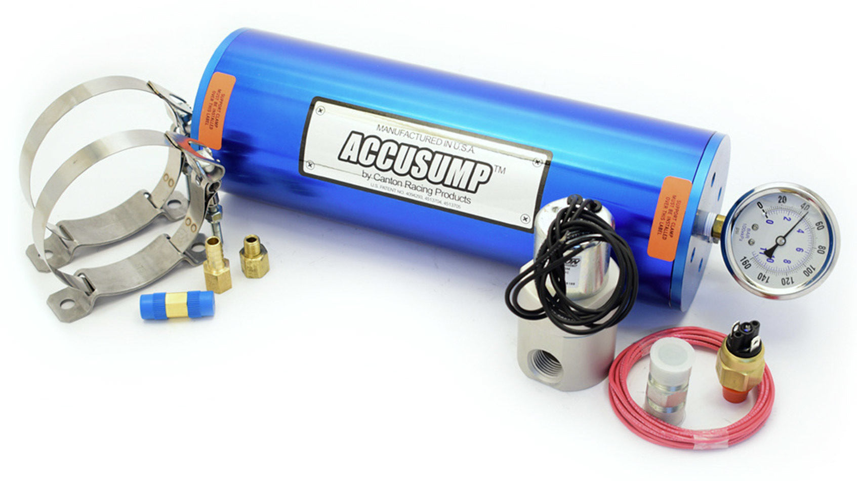 CANTON 24-126 2 Quart Marine Accusump Oil Accumulator with Aluminum Body and Blue Anodized Finish