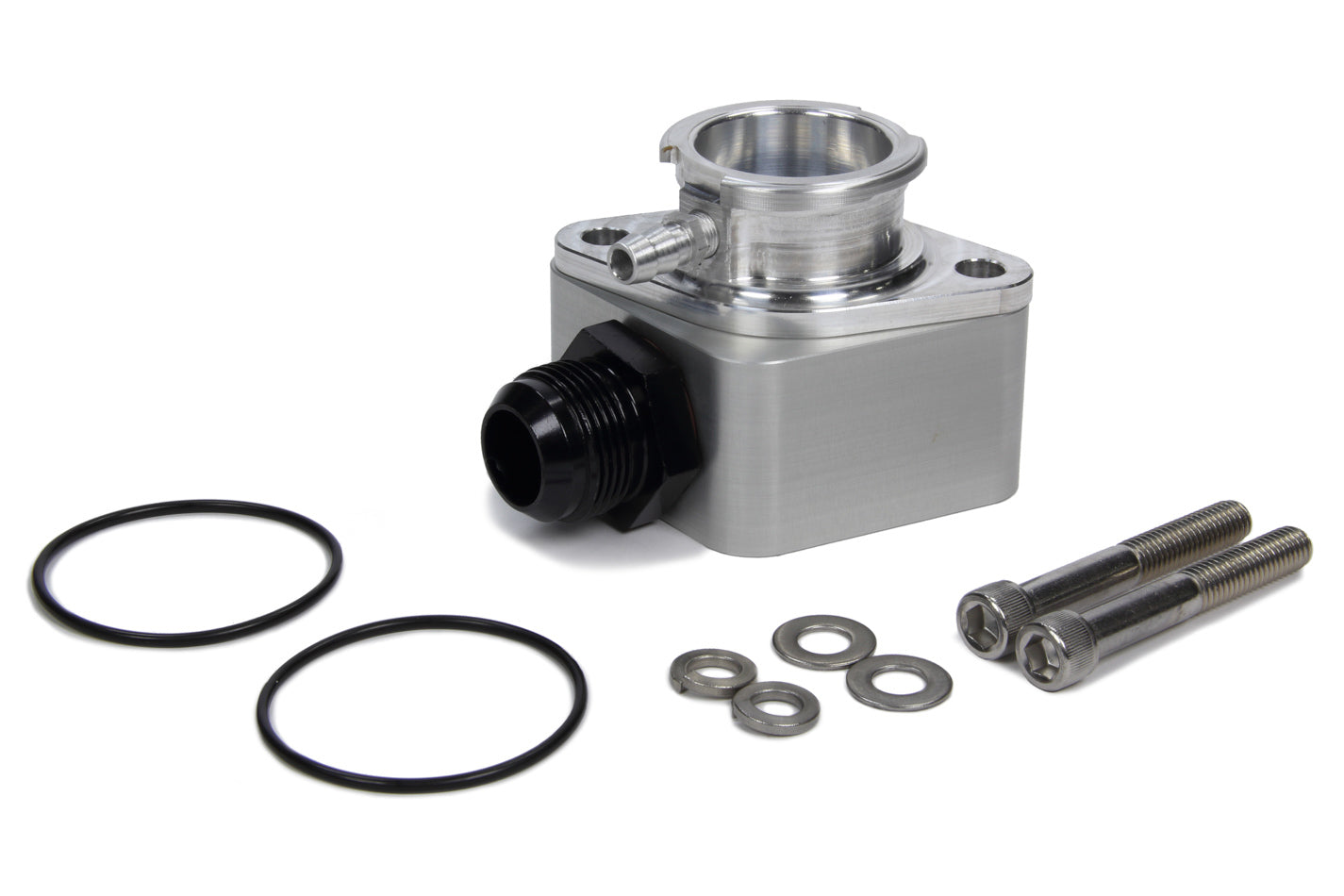 Canton 80-006 Billet Filler Water Neck with 16AN Hose Fitting for Chevy V8