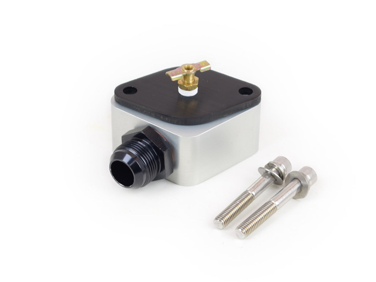 Canton Water Neck with Bleeder Top 90 Degree 16 AN Hose Fitting for Chevy V8