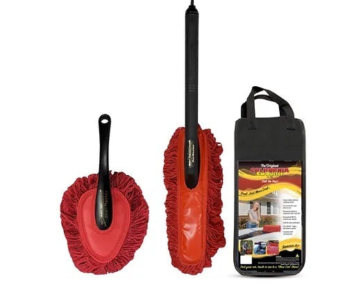 California Car Duster Combo Kit with Classic and Mini Dusters, Red Paraffin Baked Cotton, Plastic Handle