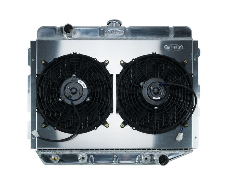 Cold Case Radiators MOP750AK 29 Inch Aluminum Radiator for Mopar A-Body, B-Body, C-Body, E-Body 1966-1974 with Dual Fans, Polished Finish
