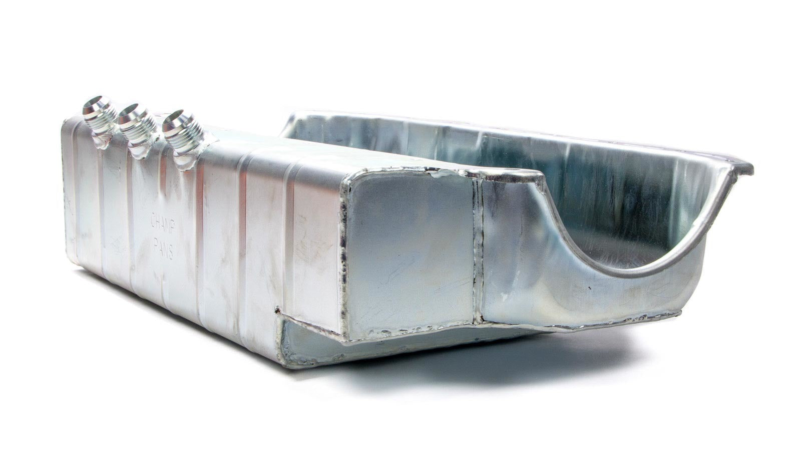 Champ Pans CP-PRO150R3A Pro Series Asphalt Leak-Master Dry Sump Oil Pan for Small Block Chevy, 5.125 Inch Depth, Steel with Zinc Plating