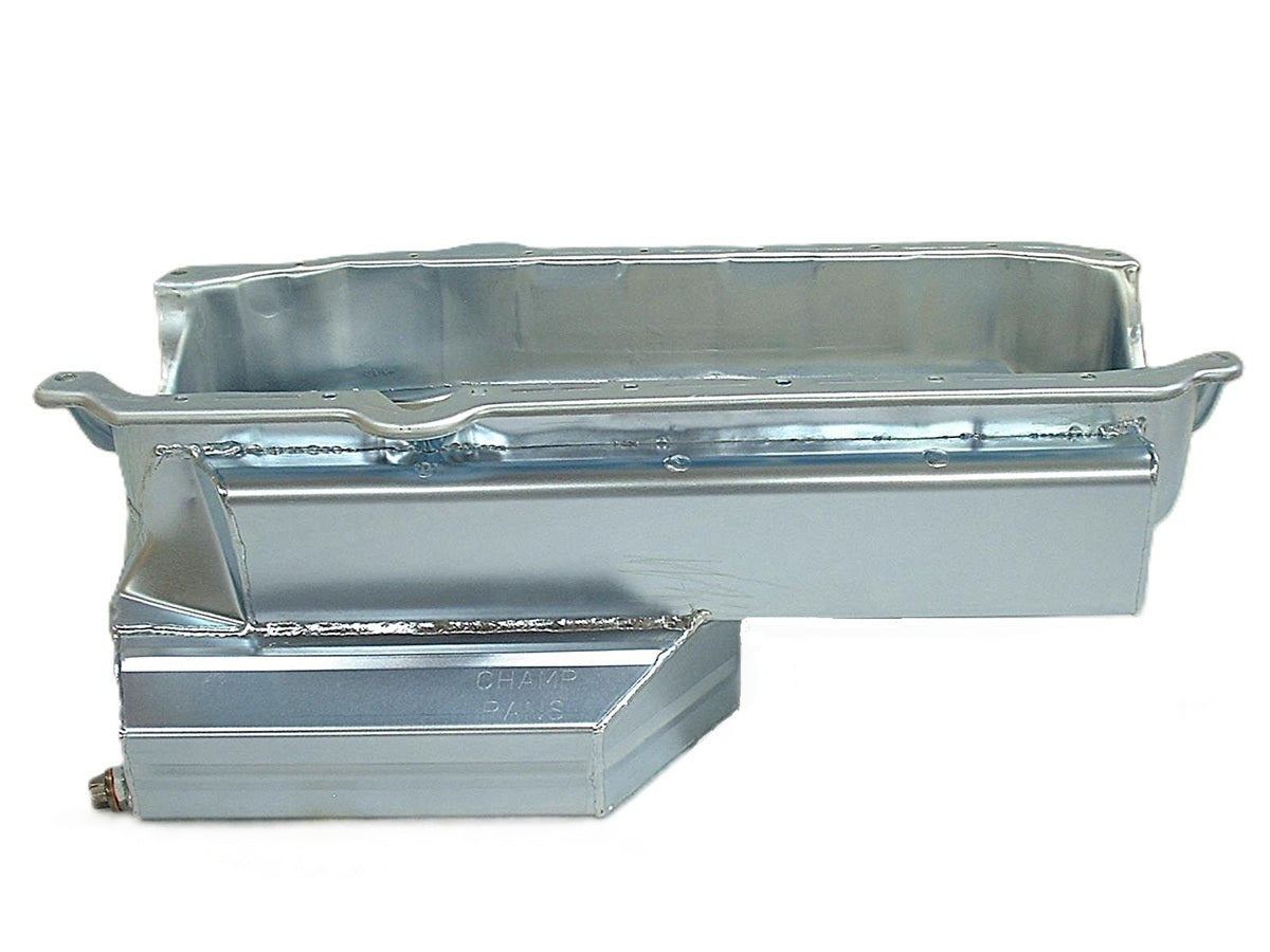 Champ Pans CP100KORB Engine Oil Pan for Small Block Chevy with Rear Sump, 8 Quart Capacity, Steel Construction, Zinc Plated Finish