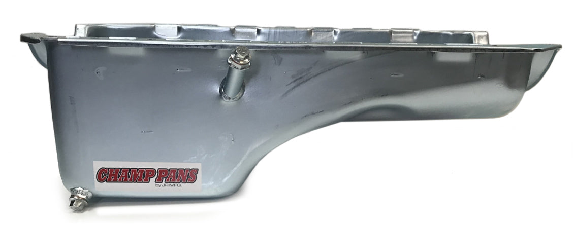 Champ Pans CP207 Big Block Chevy Oil Pan - Rear Sump, 6 Quart Capacity, Steel, Zinc Plated, 7.75 Inch Deep with Louvered Windage Tray