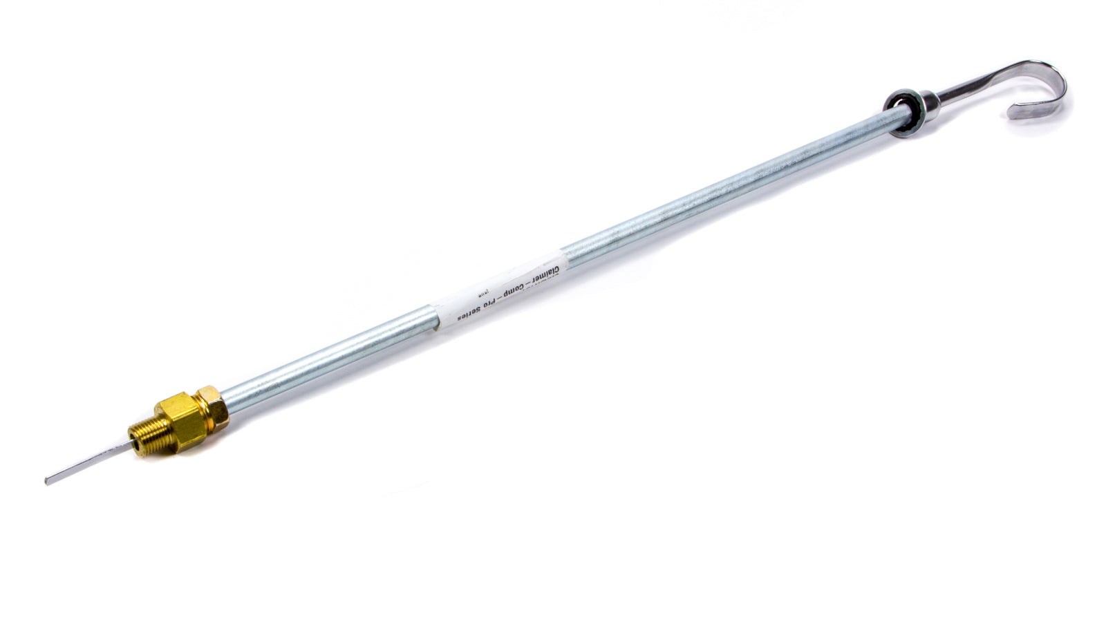 Champ Pans JR131 Claimer-Comp-Pro Series Engine Oil Dipstick for Small Block Chevy, 21 Inch Length, Chrome Steel, Block Mount, 1/4 Inch NPT Male Fitting